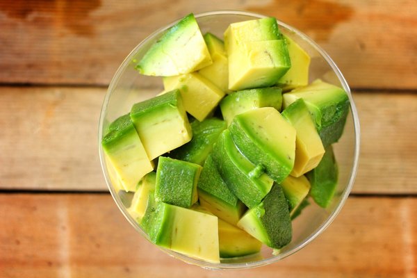 Cubes of avocado